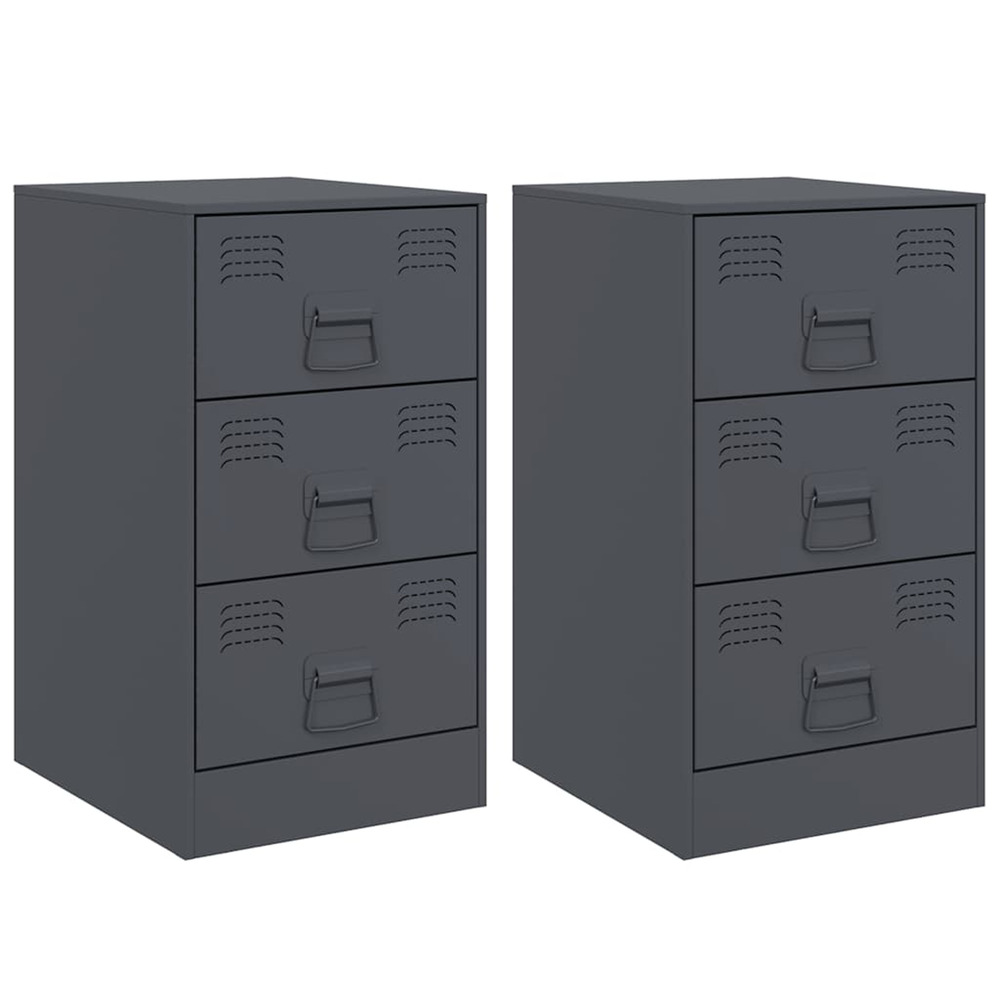 Tables de chevet 2 pcs anthracite 34,5x39x62 cm acier