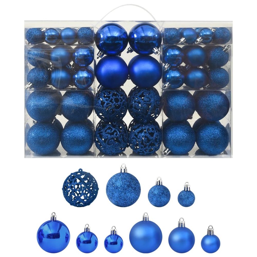 Ensemble de boules de noël 100 pcs bleu