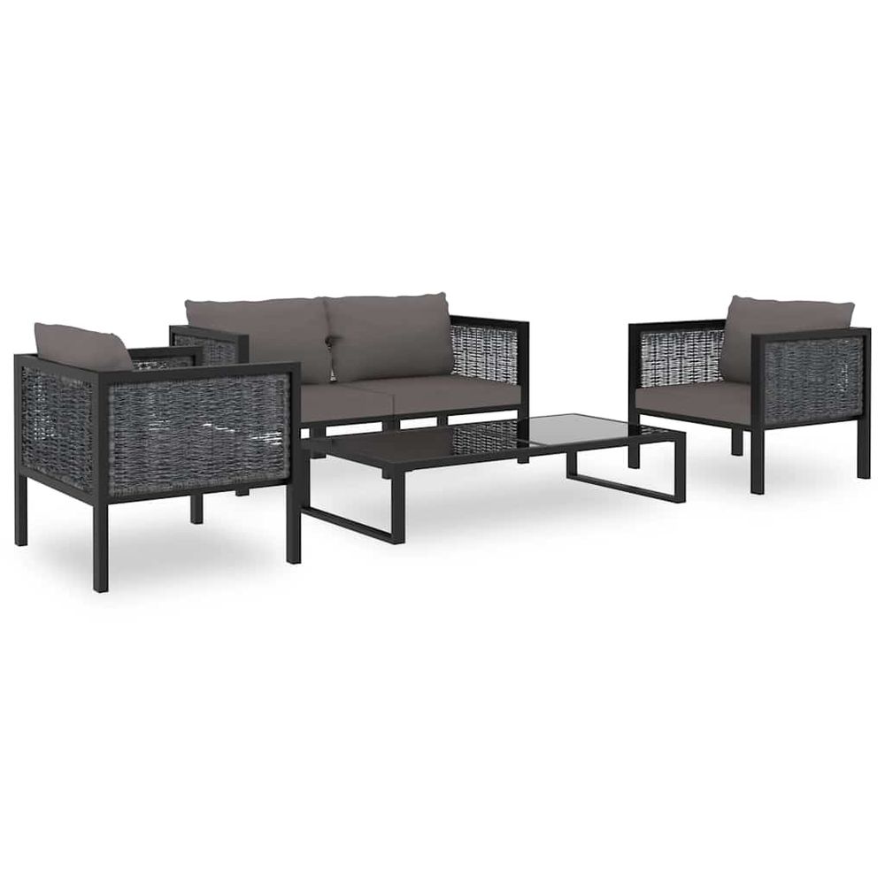 Salon de jardin 5 pcs avec coussins résine tressée anthracite