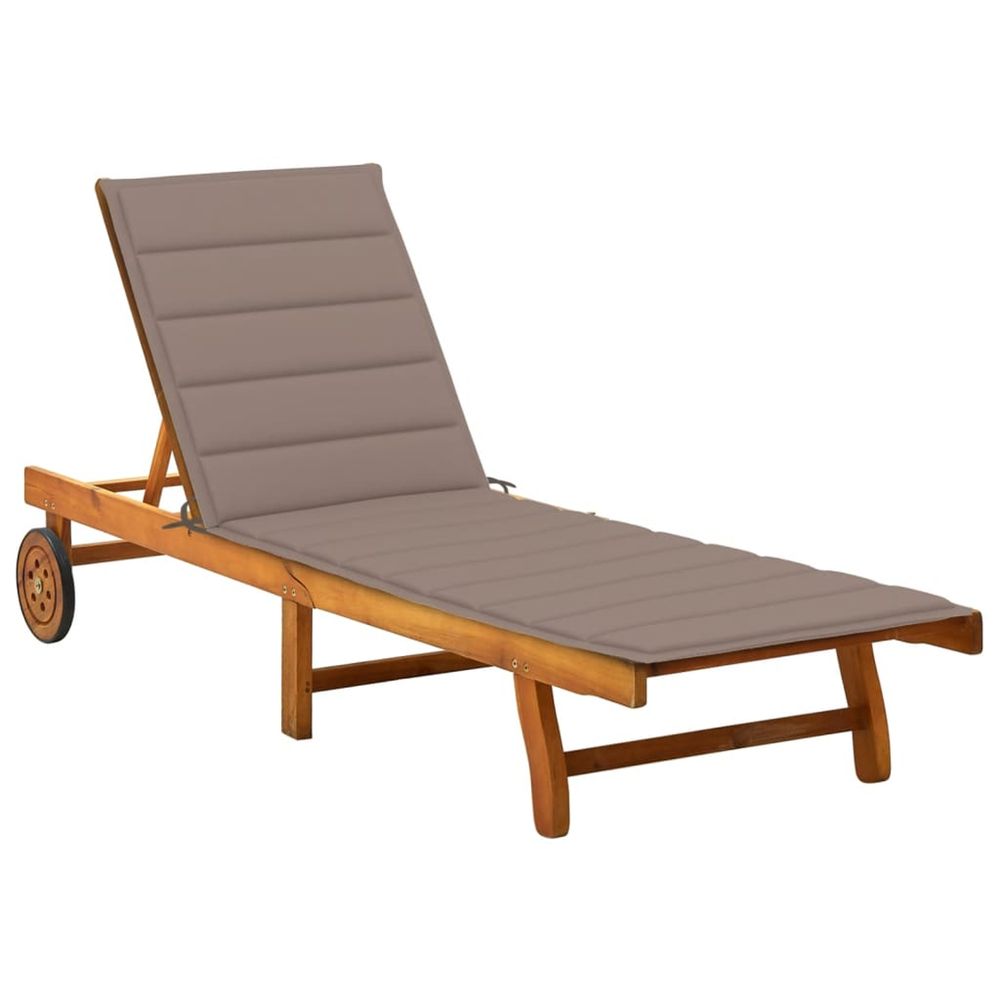 Chaise longue de jardin avec coussin bois d'acacia solide bain de soleil