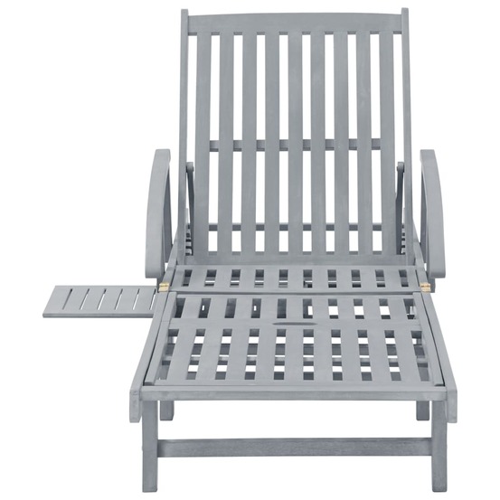 Chaise longue de jardin gris bois d'acacia solide