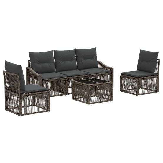 Ensemble de canapé de jardin 6 pc gris polyrotin