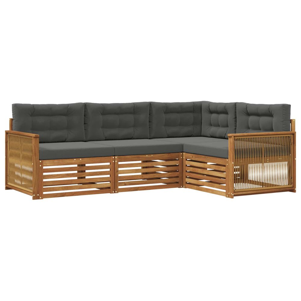 Ensemble de canapés d'extérieur 4 pc naturel et anthracite