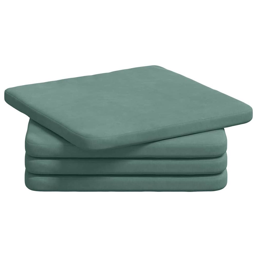 Coussins de siège 4 pc velours vert mer 40 x 40 x 3 cm