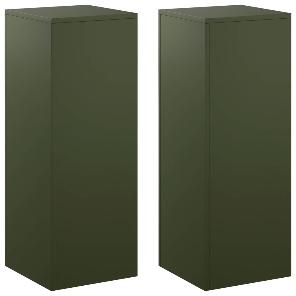 Support de plante 2 pcs vert olive 30 x 30 x 80 cm acier