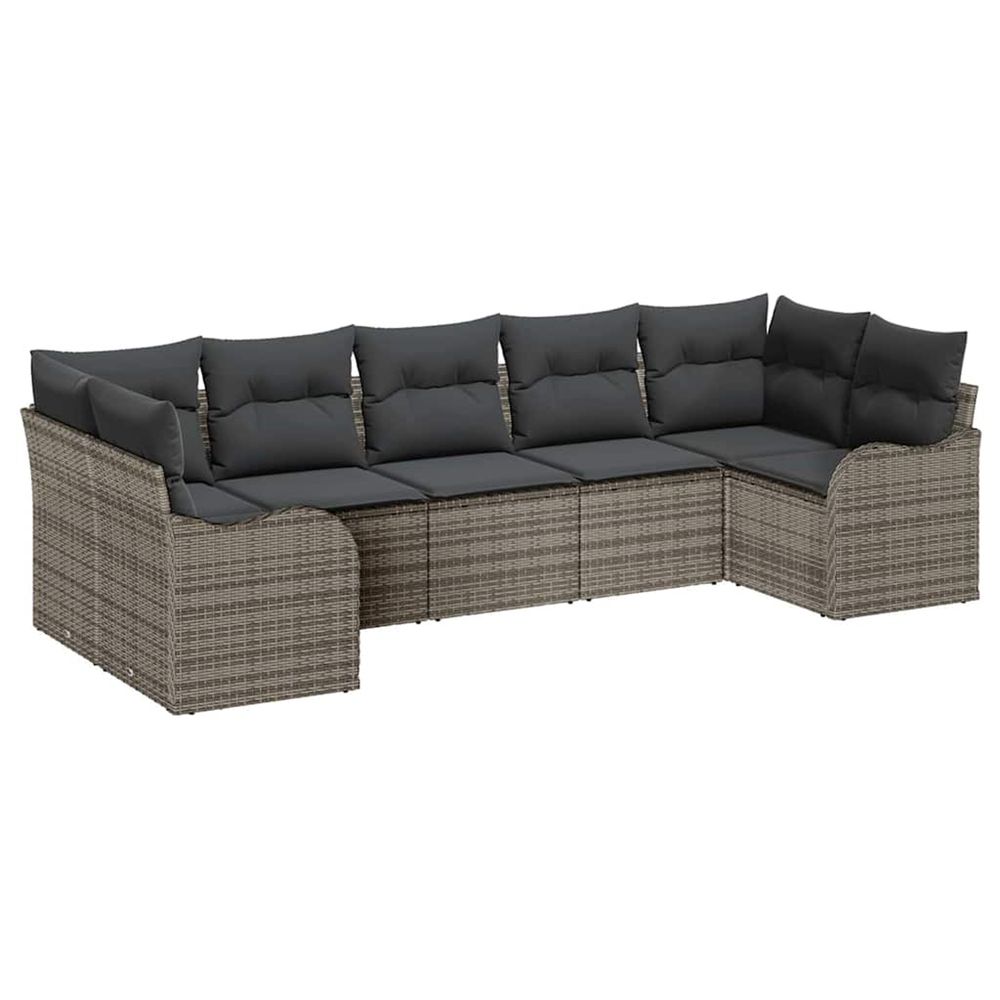 Ensemble de canapé de jardin 7 pc gris poly rotin