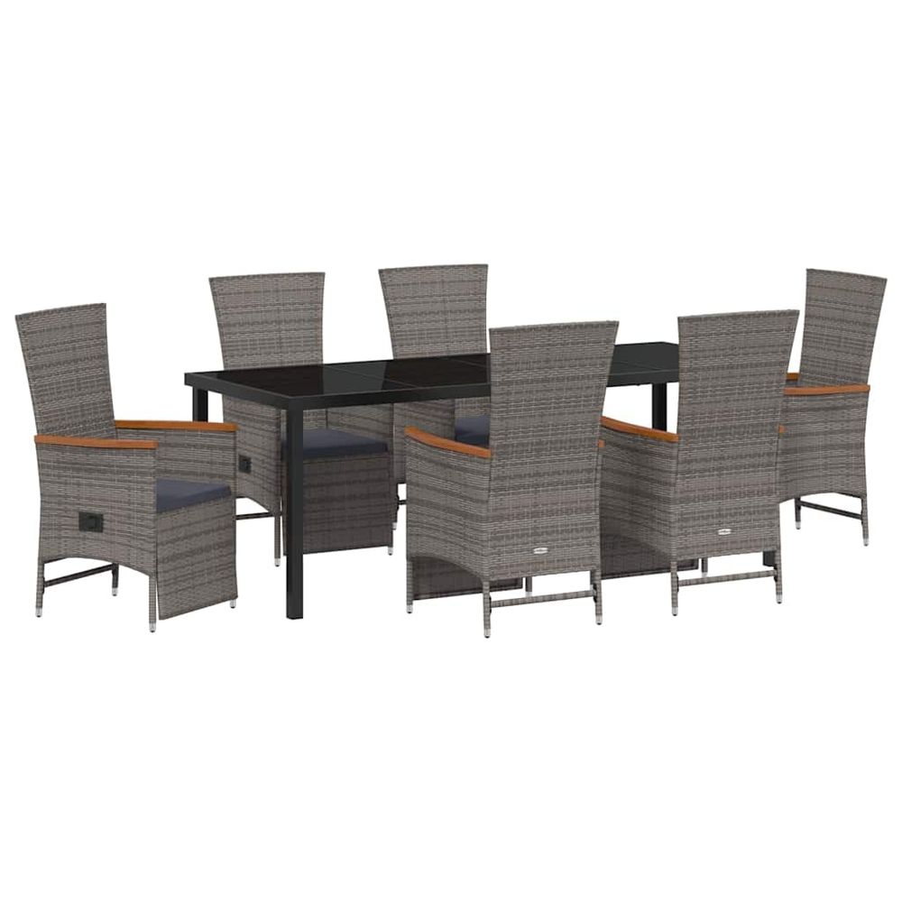 Ensemble de salle à manger pour jardin 7 pc gris polyrotin