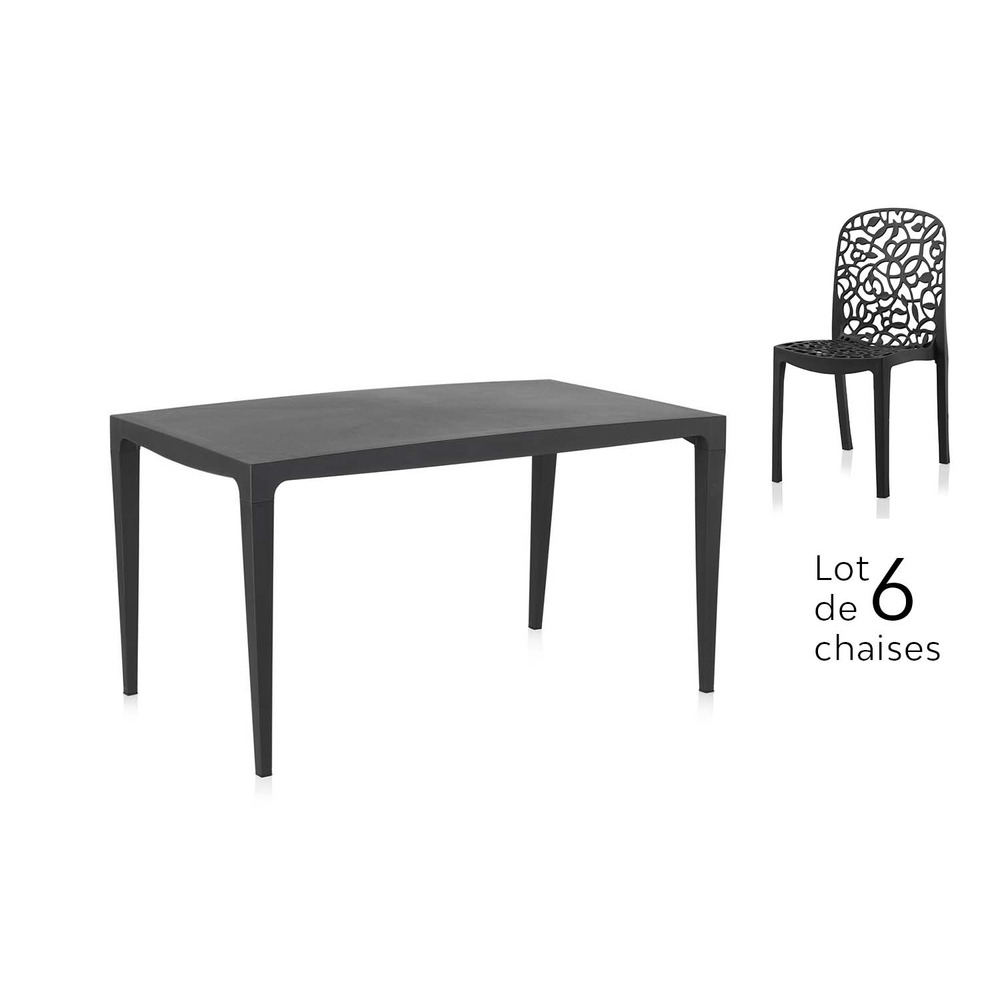 Table et 6 chaises grises anthracite master