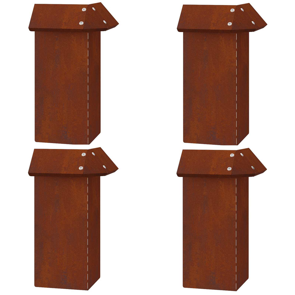 Clôture à escargots 4 pcs rouillé 13,5 x 13,5 x 25 cm