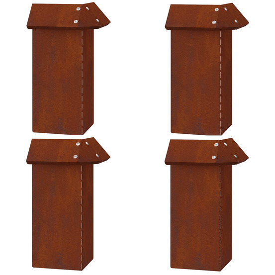 Clôture à escargots 4 pcs rouillé 13,5 x 13,5 x 25 cm