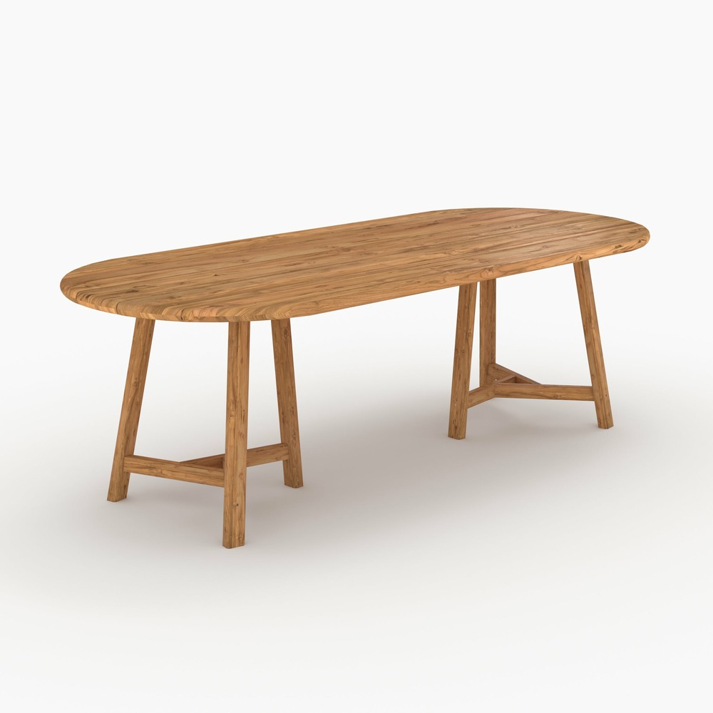 Bora-table de jardin ovale en bois de teck recyclé 10 personnes