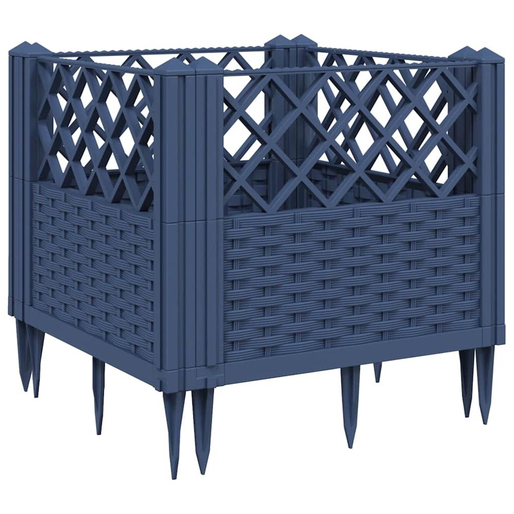 Jardinière d'extérieur avec piquets bleu gris 43,5x43,5x43,5 cm pp