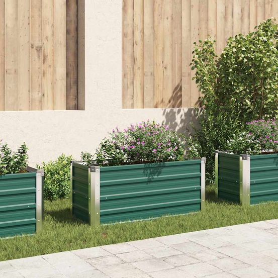Petit bac potager rectangulaire acier galvanisé balcon vert 100x40x45cm