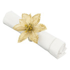 Lot de 2 ronds de serviette fleur de poinsettia dorée