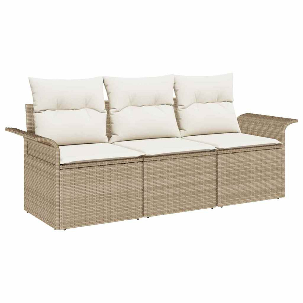 Ensemble de canapé de jardin 3 pcs beige poly rotin