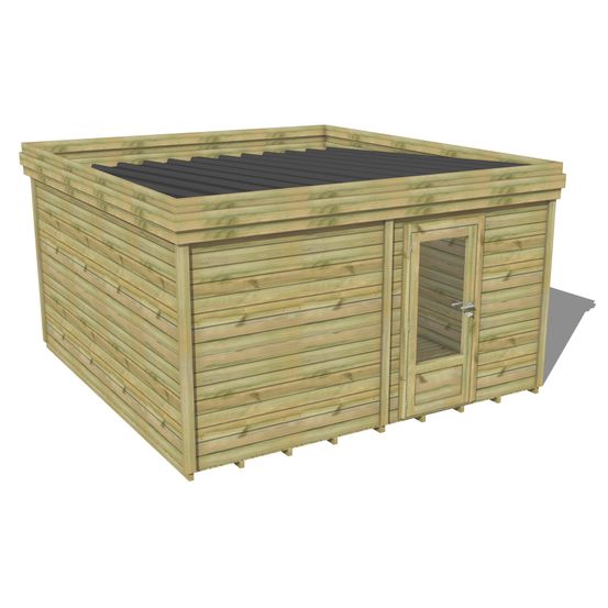 Abri de jardin bois pin traité autoclave 27mm - 4,695x4,34m / 20m2 - bac acier - plancher bois