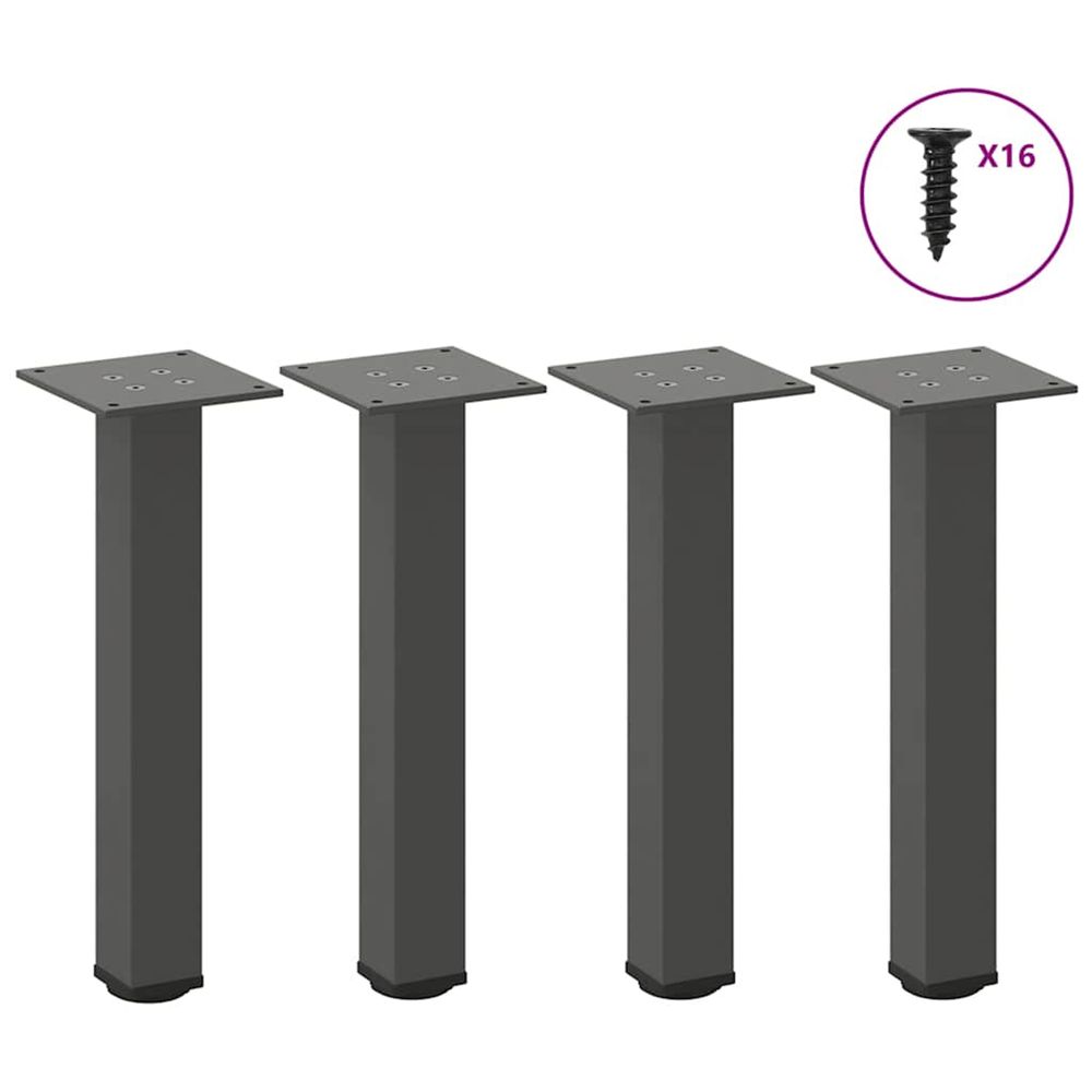 Pieds de table basse 4 pièces anthracite 42-44 cm acier