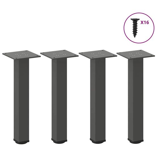 Pieds de table basse 4 pièces anthracite 42-44 cm acier