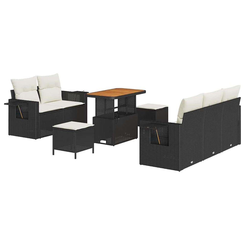 Ensemble de canapé de jardin 10 pc noir et crème polyrotin