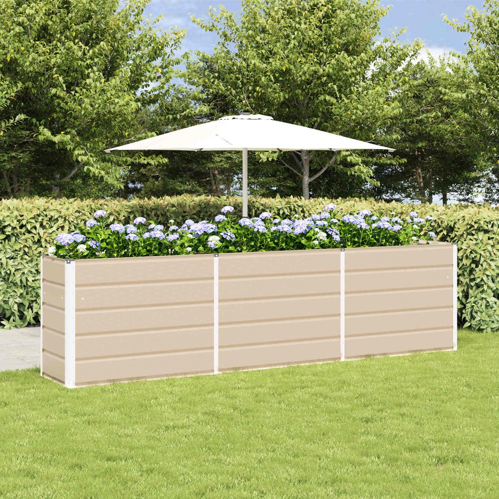 Très grande jardinière haute acier galvanisé 290x90x77 cm ivoire
