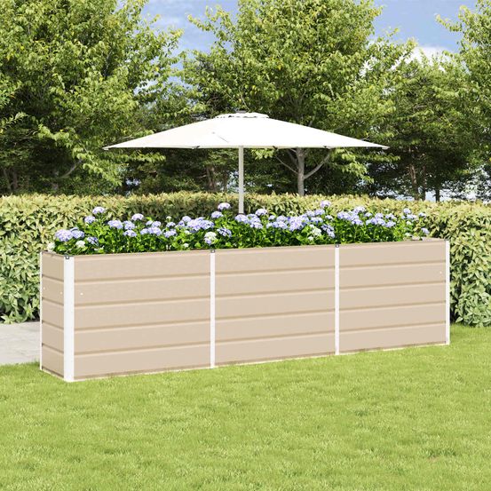 Très grande jardinière haute acier galvanisé 290x90x77 cm ivoire