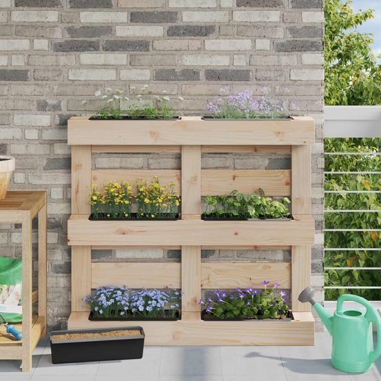 Lot jardinières palettes euro polypropylène aménagement mural 36cm noir 24pcs