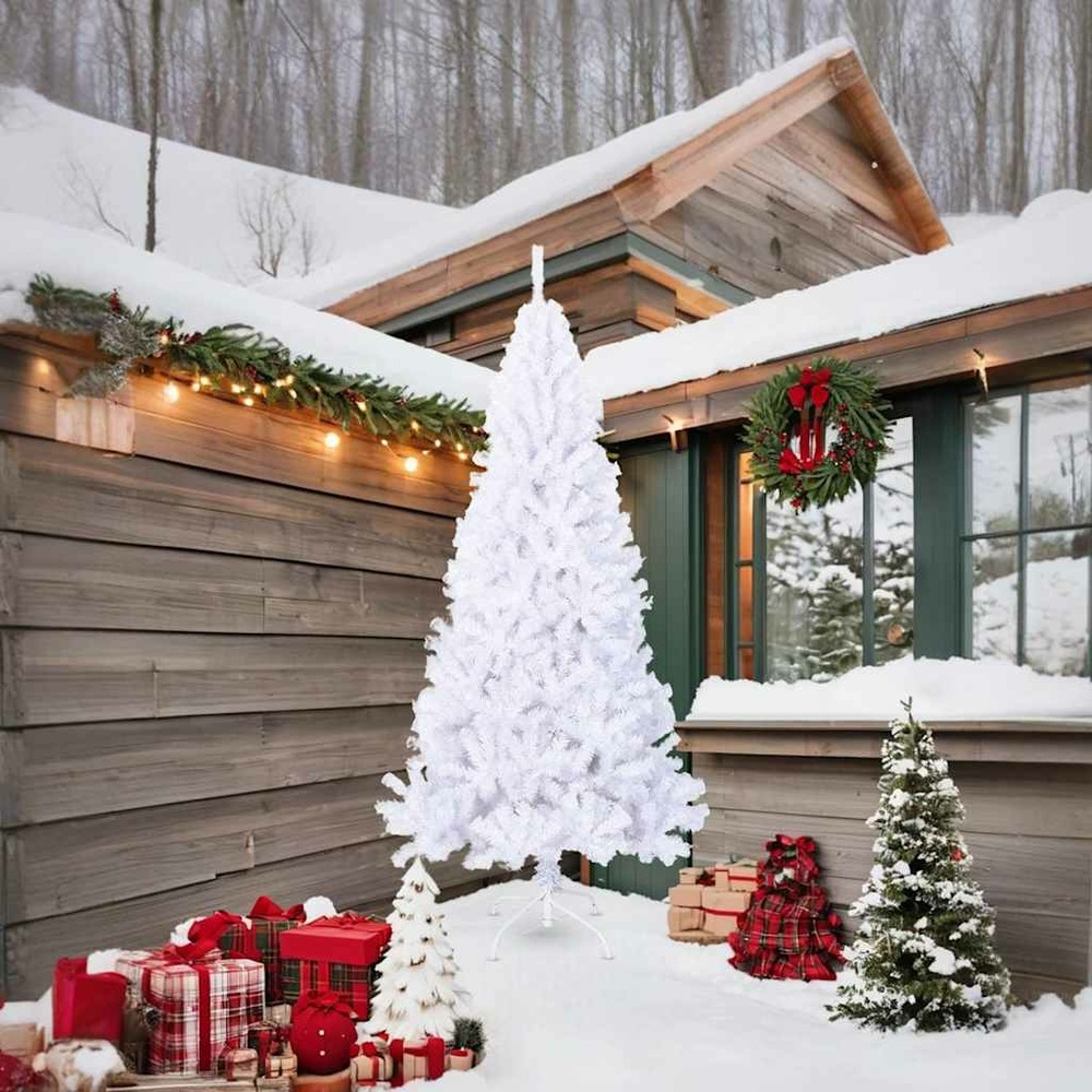 Arbre de noël artificiel avec branches épaisses blanc 210cm pvc