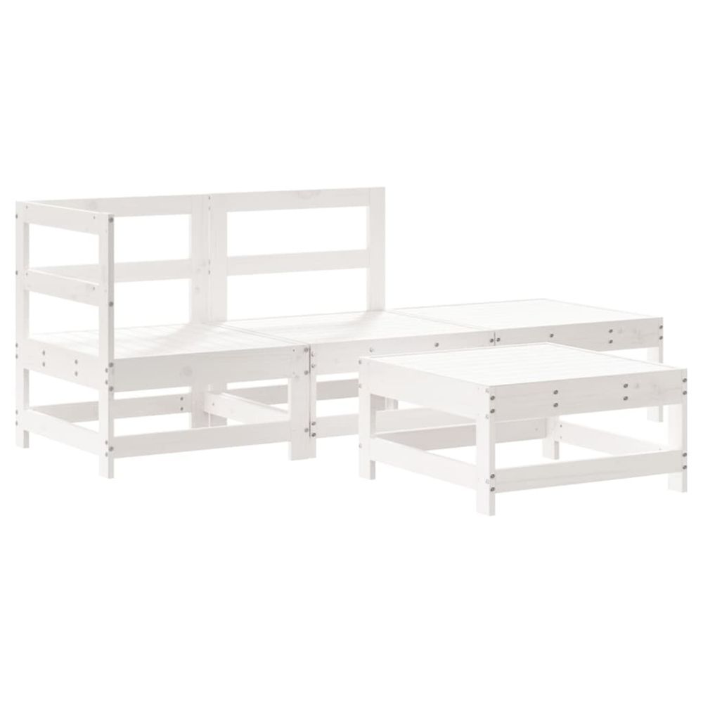 Salon de jardin 4 pcs blanc bois de pin massif
