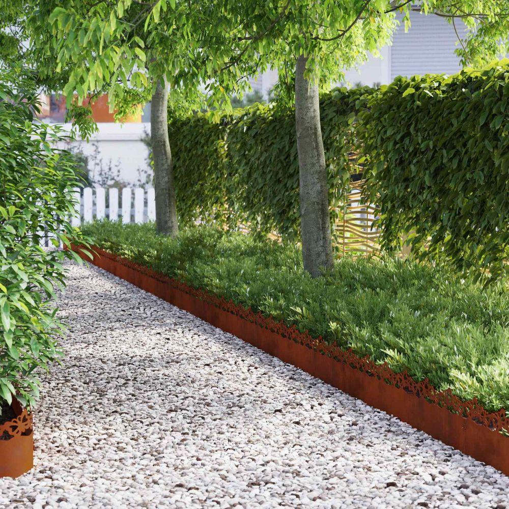 Bordure jardin acier patiné extérieur séparation plantes 103x22cm rouillé 10pcs