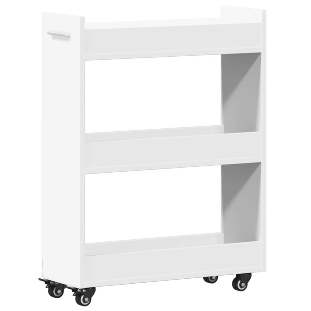 Armoire avec roues blanc 60x22x79 cm bois d'ingénierie