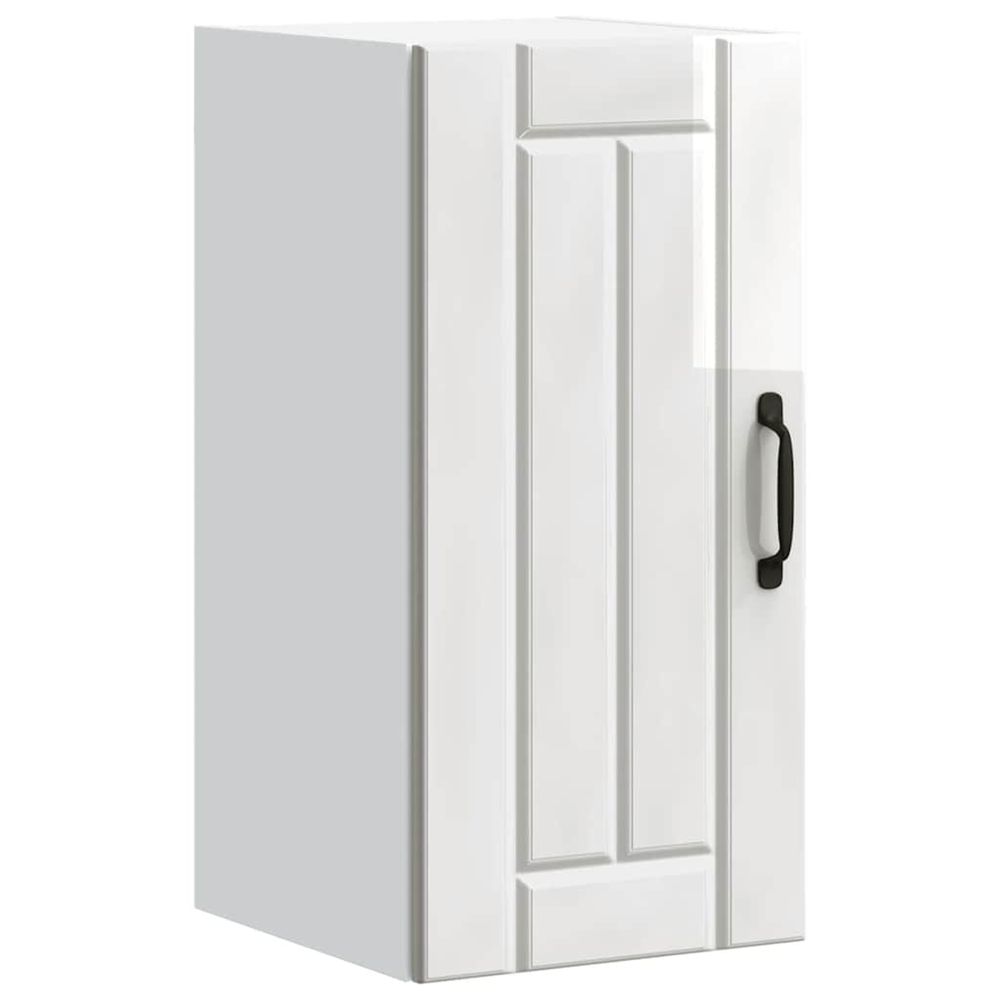 Armoire murale de cuisine lucca blanc brillant bois ingénierie