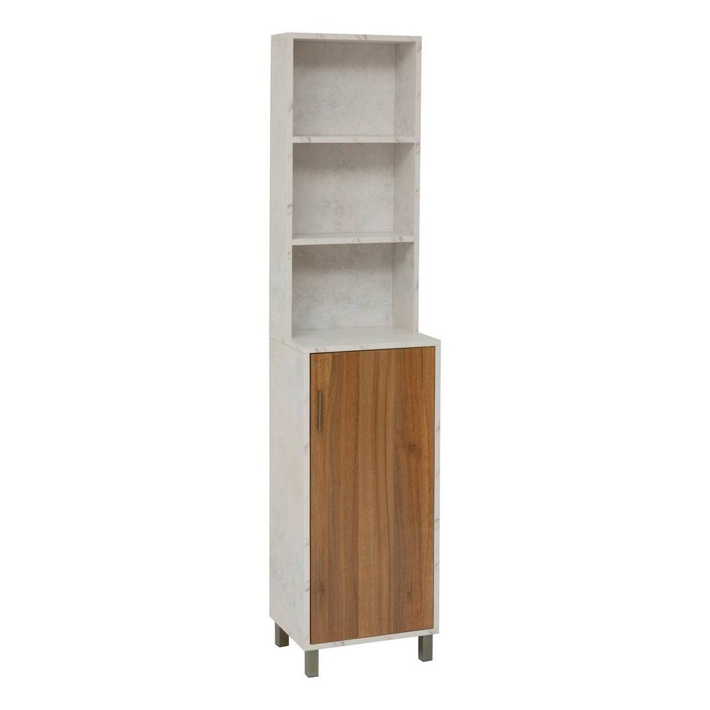 Étagère 1 porte 7 niveaux come bois et effet marbre
