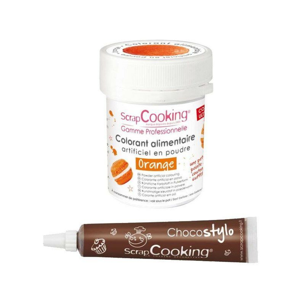 Colorant alimentaire orange + stylo chocolat