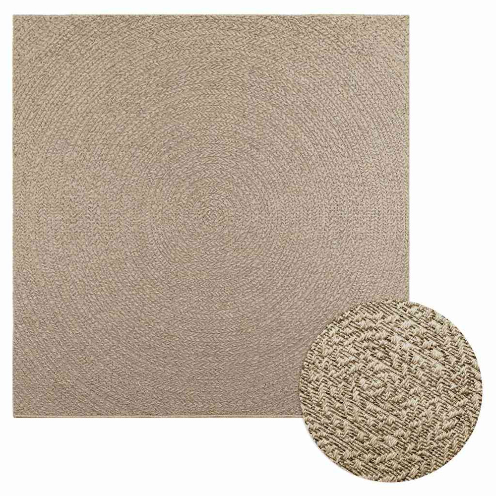 Tapis zizur beige 200x200 cm aspect de jute intérieur extérieur