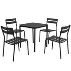 Table de terrasse carrée (70 x 70cm) et 4 chaises noir