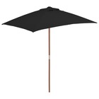 Parasol d'extérieur avec mât en bois 150 x 200 cm noir