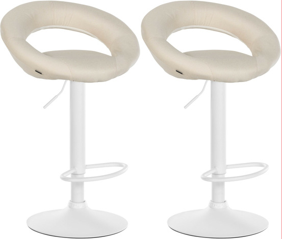 Lot de 2 tabourets de bar olinda tissu blanc