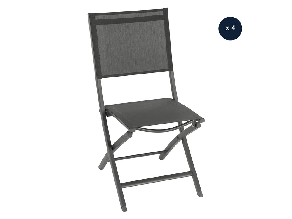 Lot de 4 chaises de jardin en aluminium pliables anthracite/graphite essentia