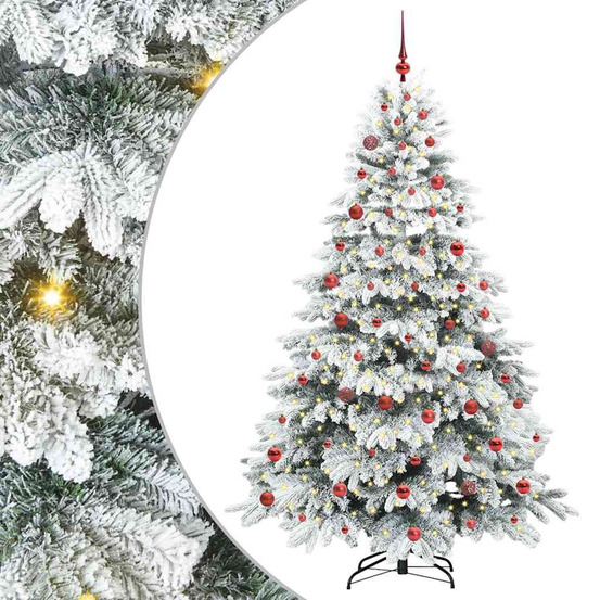 Sapin de noël artificiel avec 300 led blanc 210 cm pe et pvc