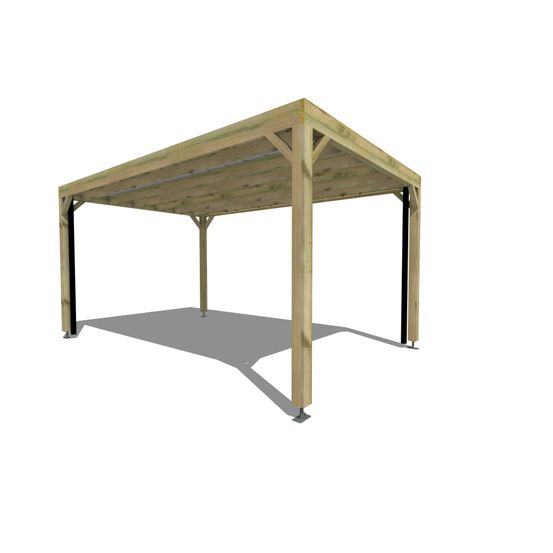 Carport bois autoportant 1 voiture 15 m² • 3 x 5 m • hauteur de passage 2,37 m • sens profondeur • livraison comprise