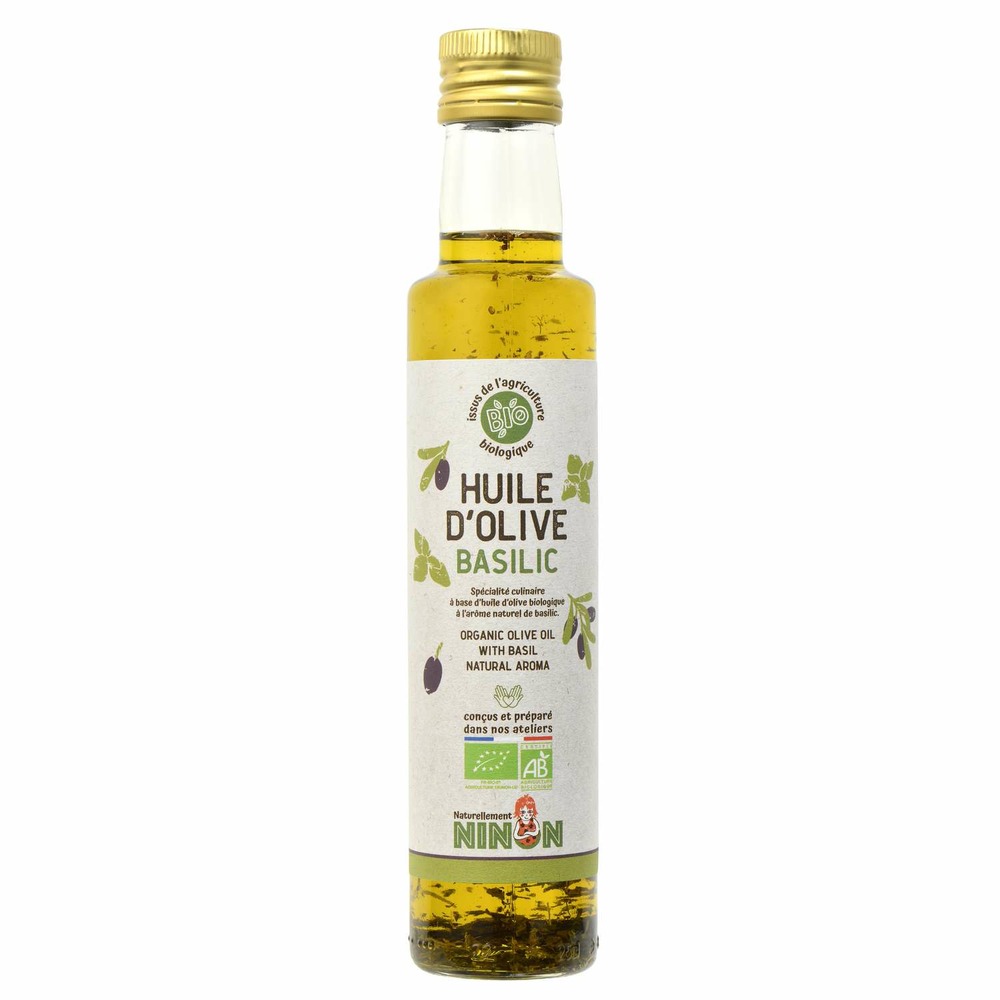 Huile d'olive extra vierge basilic bio - naturellement ninon