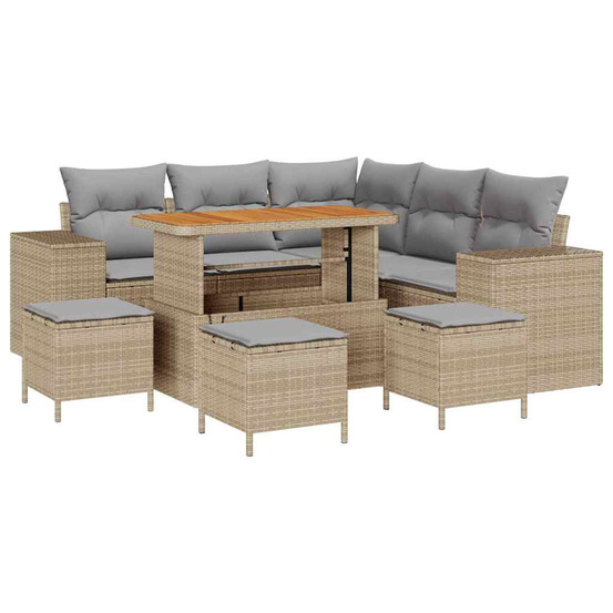 Ensemble de canapé de jardin 9 pcs beige et gris clair