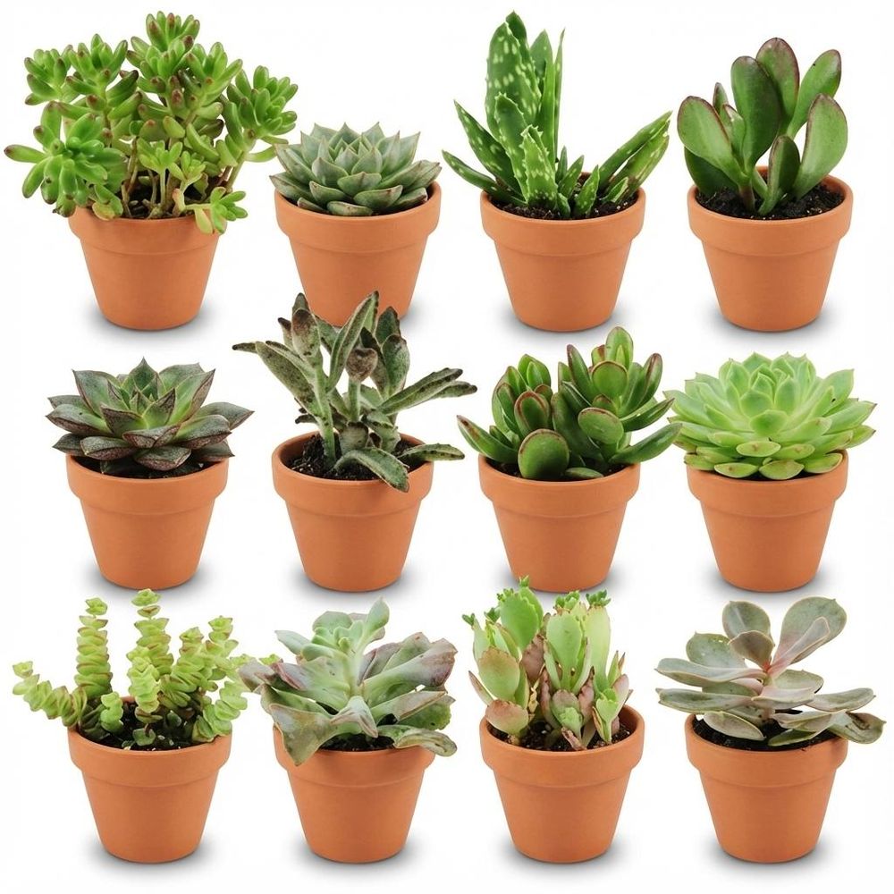 Mini mélange de succulentes - pot de 8cm - hauteur: 5-10 cm - pots en terre cuite - plantes d'intérieur