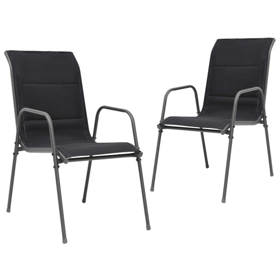 Chaises empilables de jardin lot de 2 acier et textilène noir