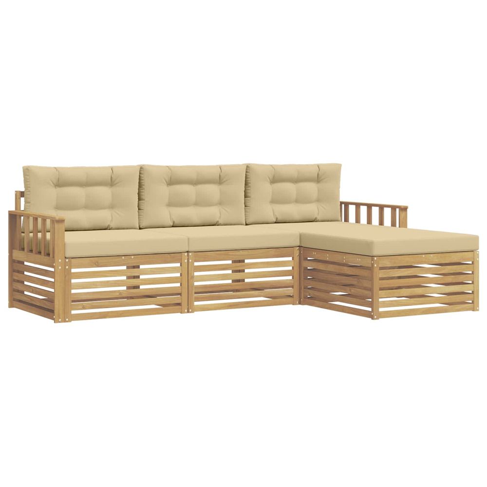 Ensemble de canapés d'extérieur 4 pc blanc et beige polyester
