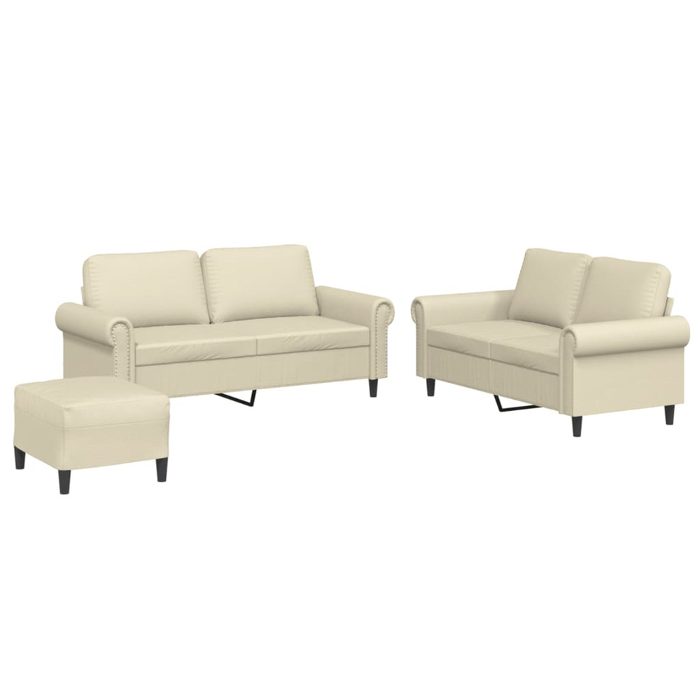 Ensemble de canapés 3 pcs avec coussins crème similicuir