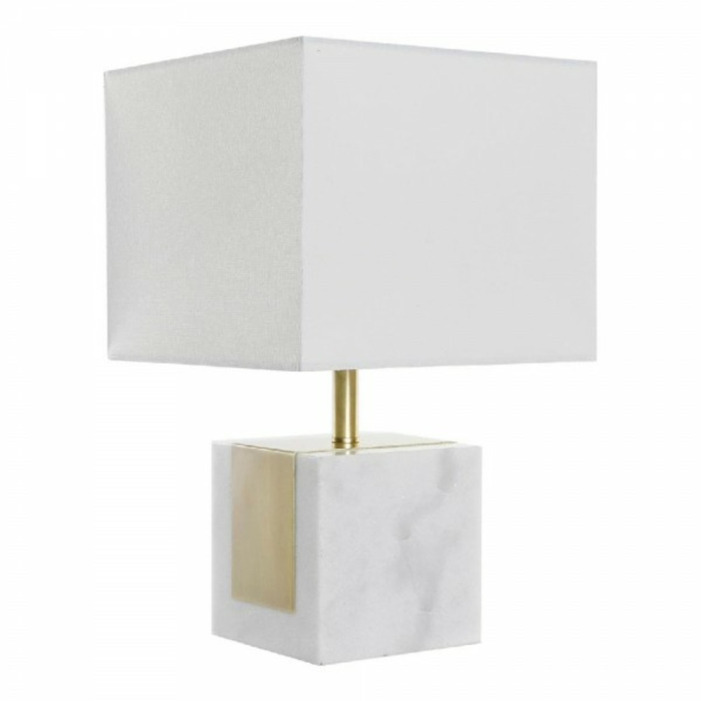 Lampe de bureau  blanc polyester marbre doré (26 x 26 x 43 cm)