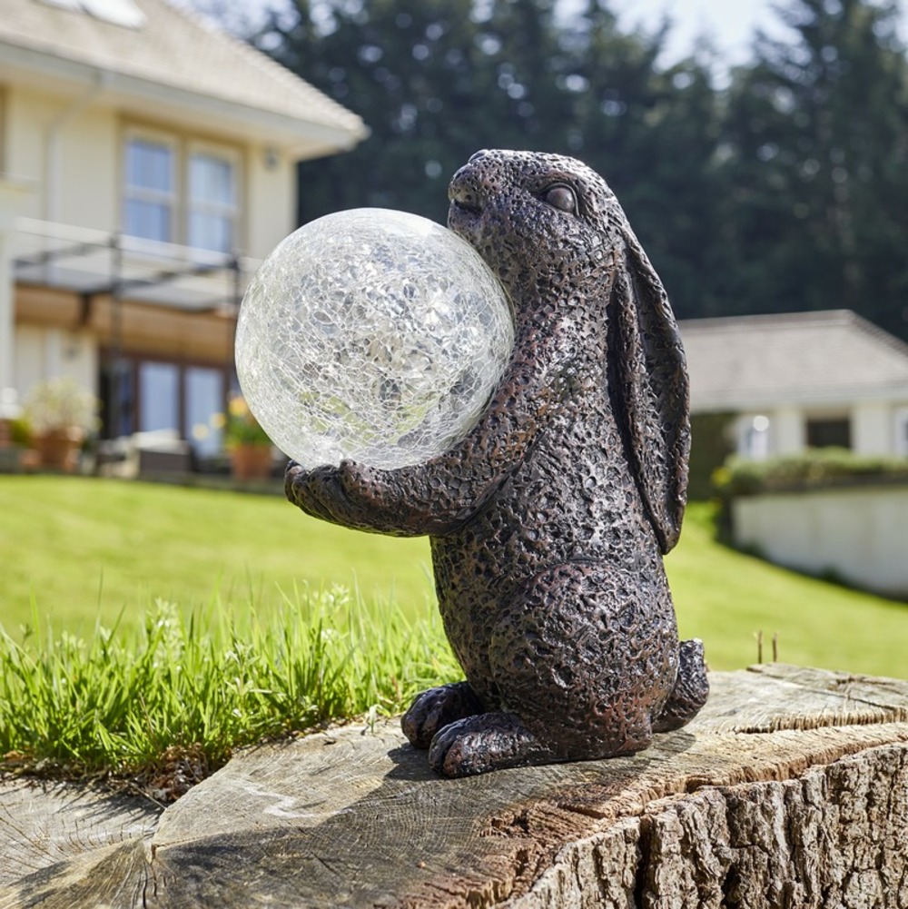 Lièvre magique globe verre craquelé solaire