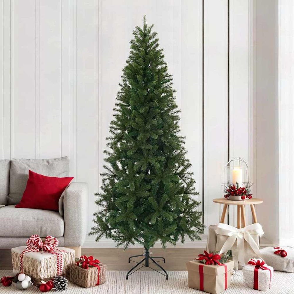 Grand sapin de noël artificiel réaliste pvc pe pour fêtes intérieur vert 210 cm