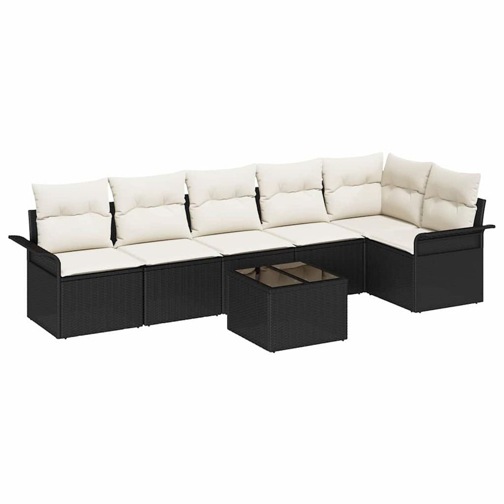 Ensemble de canapé de jardin 7 pc noir polyrotin